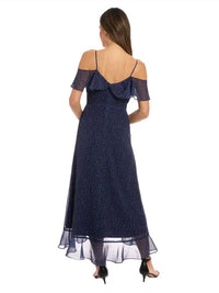 Maggy London - Cold Shoulder Ruffle Wrap Maxi Dress