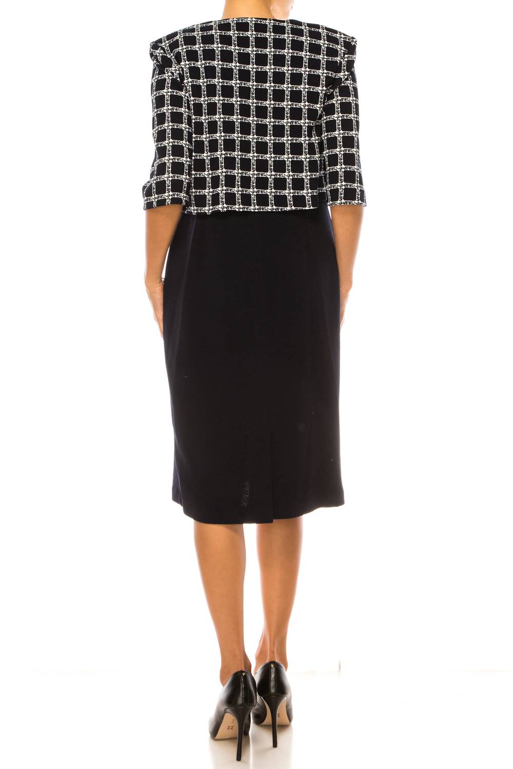 Maya Brooke - Checkered Print Two-piece Jacket Dress