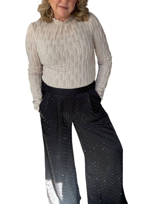 Allie Rose - Tinsel Tree Rhinestone Wide Leg Trouser