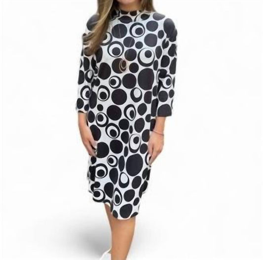 Erma’S Closet - CIRCLE PRINT MOCK NECK DRESS