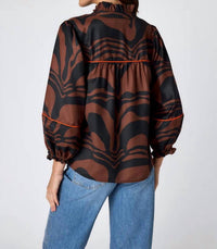Crosby By Mollie Burch - Worth ¾-length Puff Sleeves Blouse