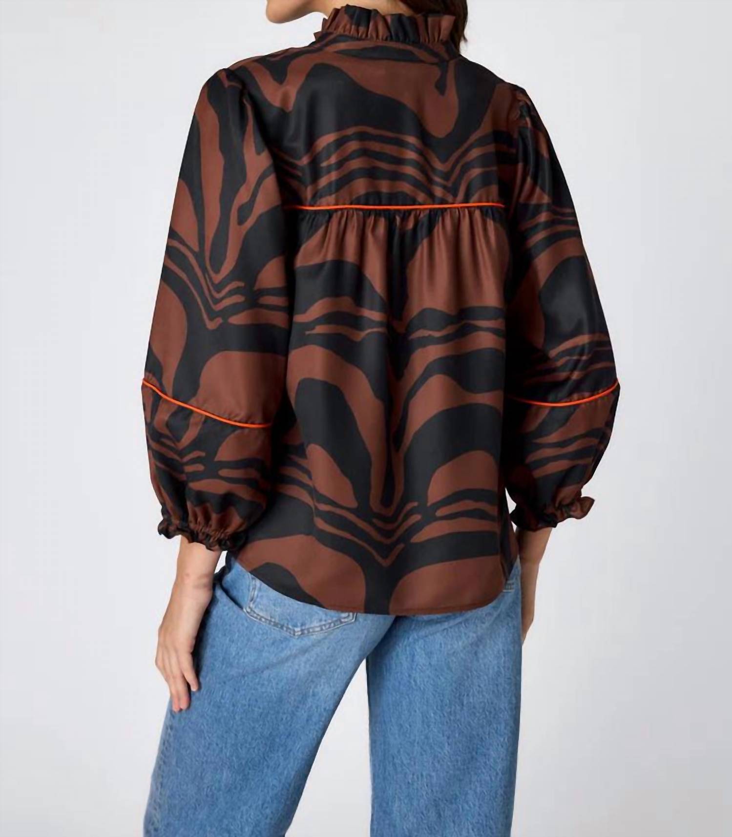 Crosby By Mollie Burch - Worth ¾-length Puff Sleeves Blouse