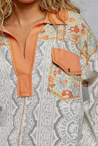 Pol - Full Sleeve Lace Floral Top