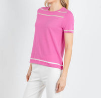 Peace Of Cloth - Sheer Stripe Short Sleeve Crew Top