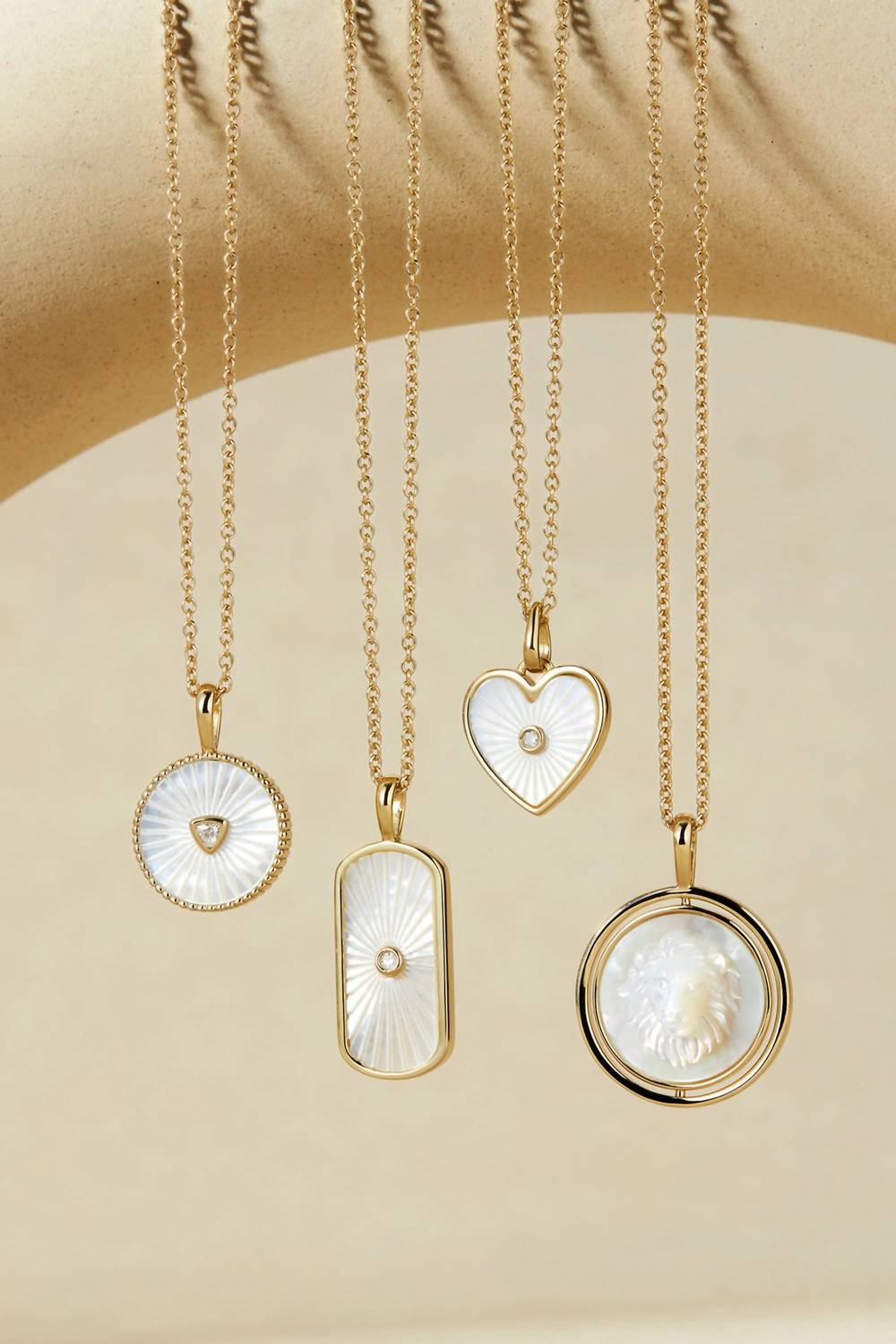 Eklexic - Women's Mother Of Pearl Pendant With Cubic Zirconia Center Stone Necklace