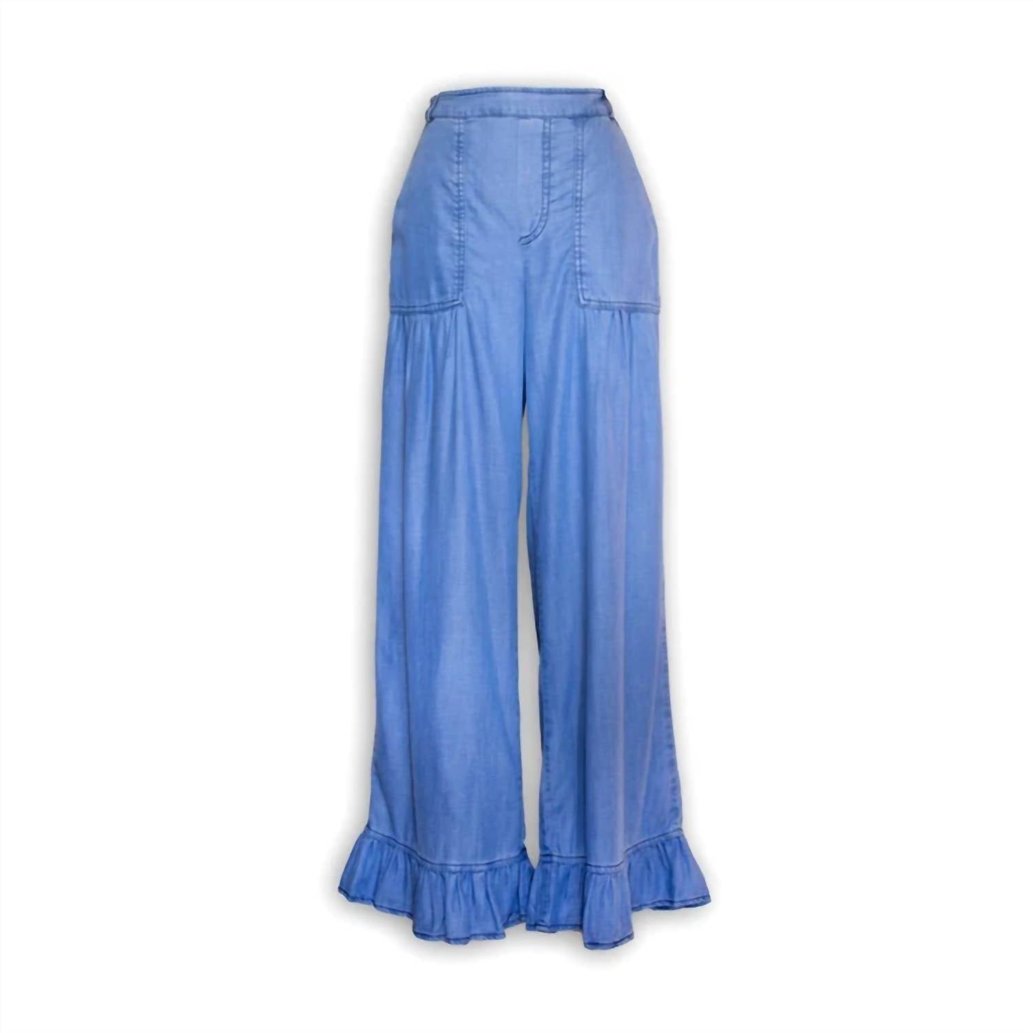 Current Air - Chambray Ruffle Hem Pants
