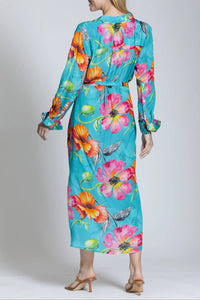 Apny - Tropical Bloom Half Placket Maxi Dress