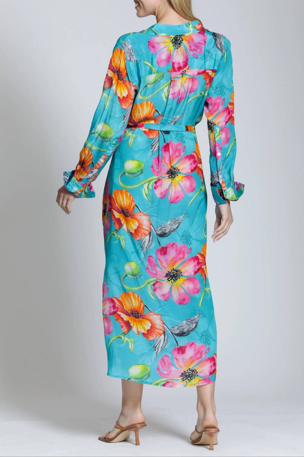 Apny - Tropical Bloom Half Placket Maxi Dress