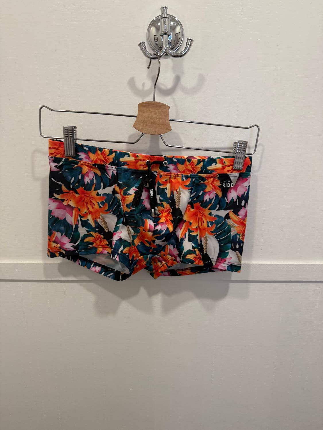 Tribe Tropicana Swim Trunk in pink orange - men's swimwear - detail view