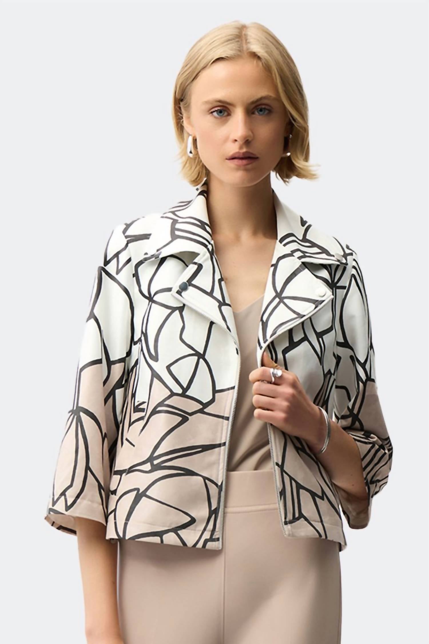 Joseph Ribkoff - Faux Suede Abstract Swing Jacket