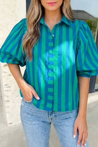 Aapparella - Stripe Tie Sleeve Button Down Shirt