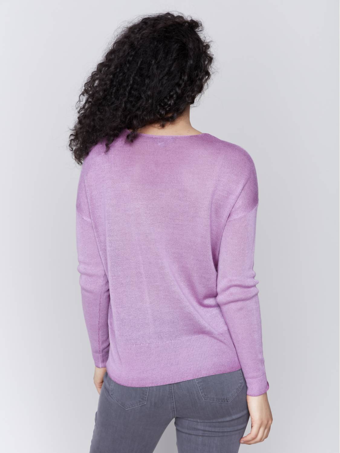 Charlie B - Lightweight V-neck Knit Sweater