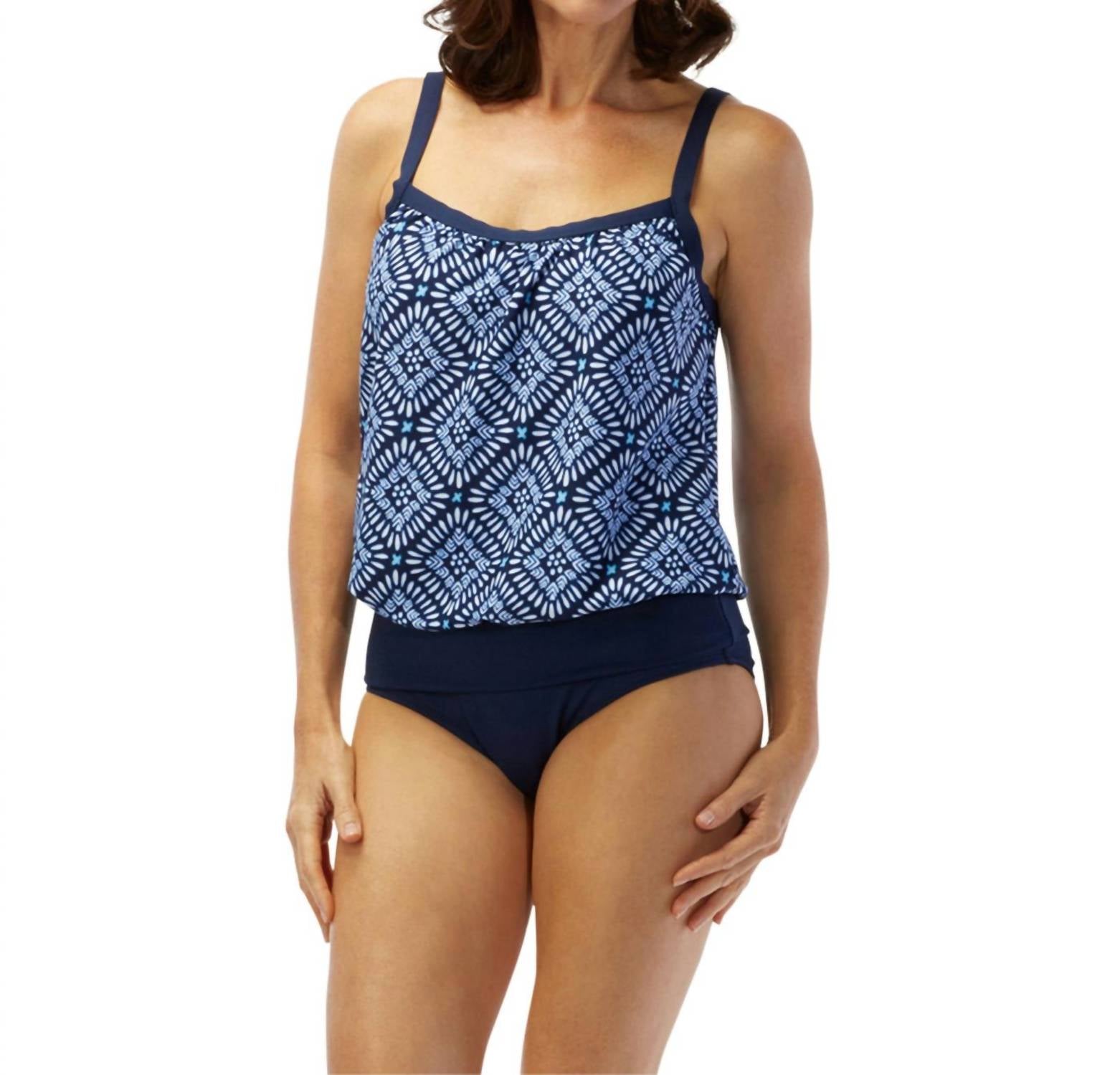 Roxanne - D-cup Chlorine Resistant Two-piece Blouson Tankini Set