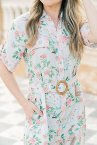 Marigold Penelope Petite Feuille Dress in beige - women's dress - detail view