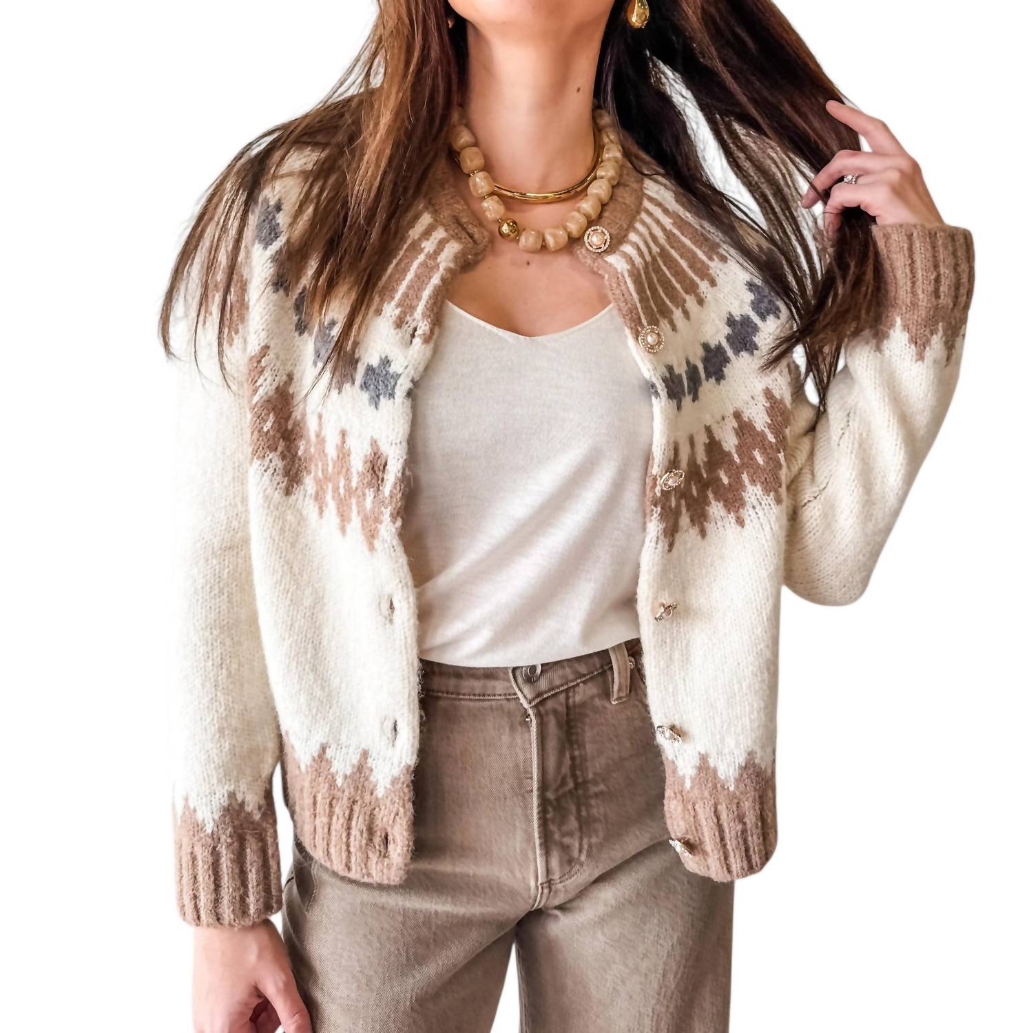 Fore - Alpine Fair Isle Charm Cardigan