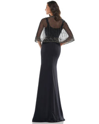 Colors Dress - Beaded Mesh Capelet Evening Gown