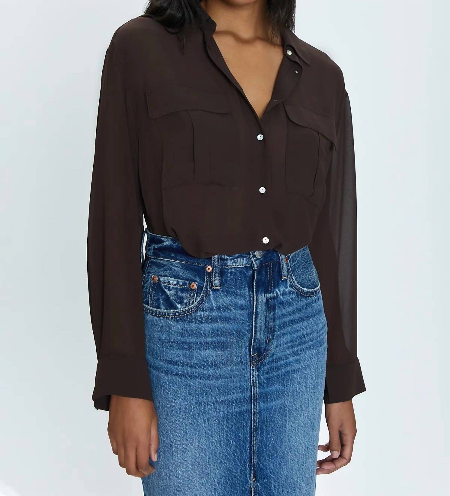 Pistola - Reese Sheer Button Down Shirt Top