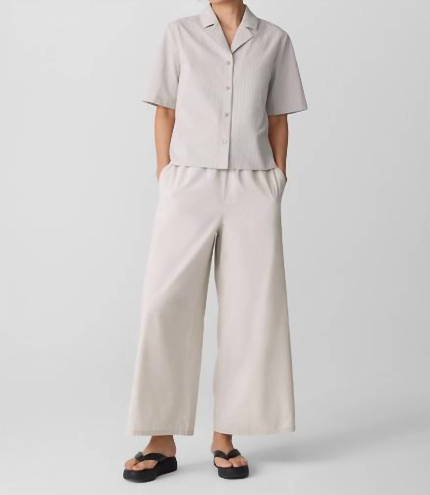 Eileen Fisher - Notch Collar Short Sleeve Shirt
