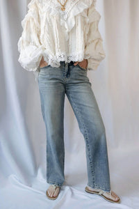 Flying Monkey - Phoenix Mid Rise Tinted Slim Wide Leg Jeans