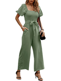Elook - Smocked Wide Leg Jumpsuit