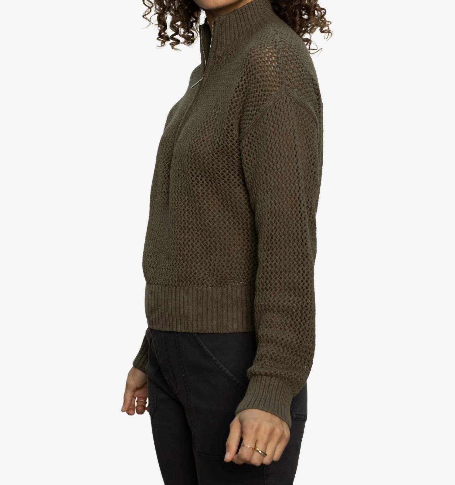 Sanctuary - Open Knit Half Zip Sweater