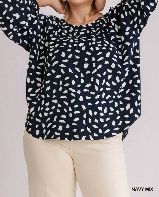 Animal Print Round Neck Long Sleeve Top