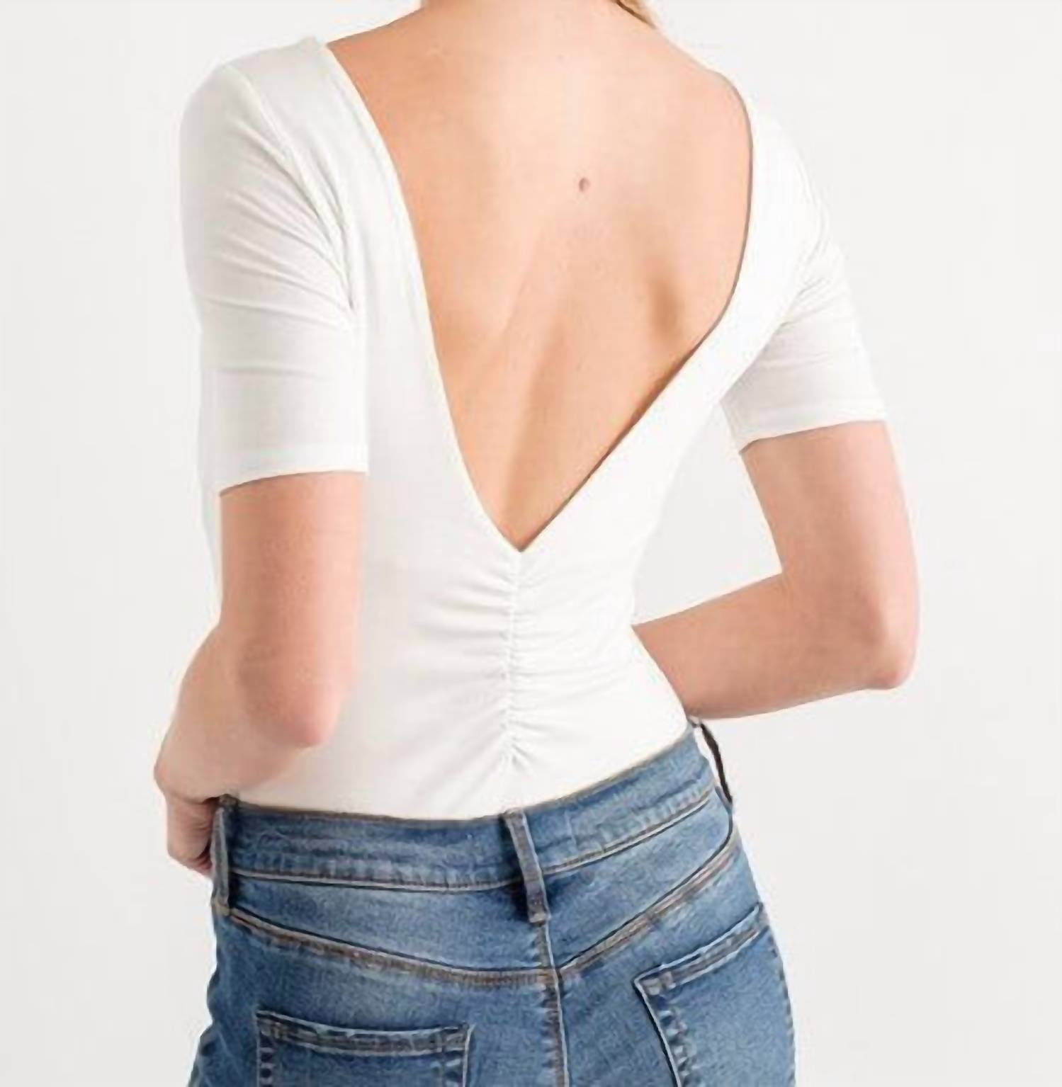Wasabi + Mint - Leah Scrunched Low Back Short Sleeve Bodysuit