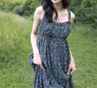 GRADE & GATHER Meet Me in the Garden Midi Dress in the garden midi dress in navy - women's dress - detail view