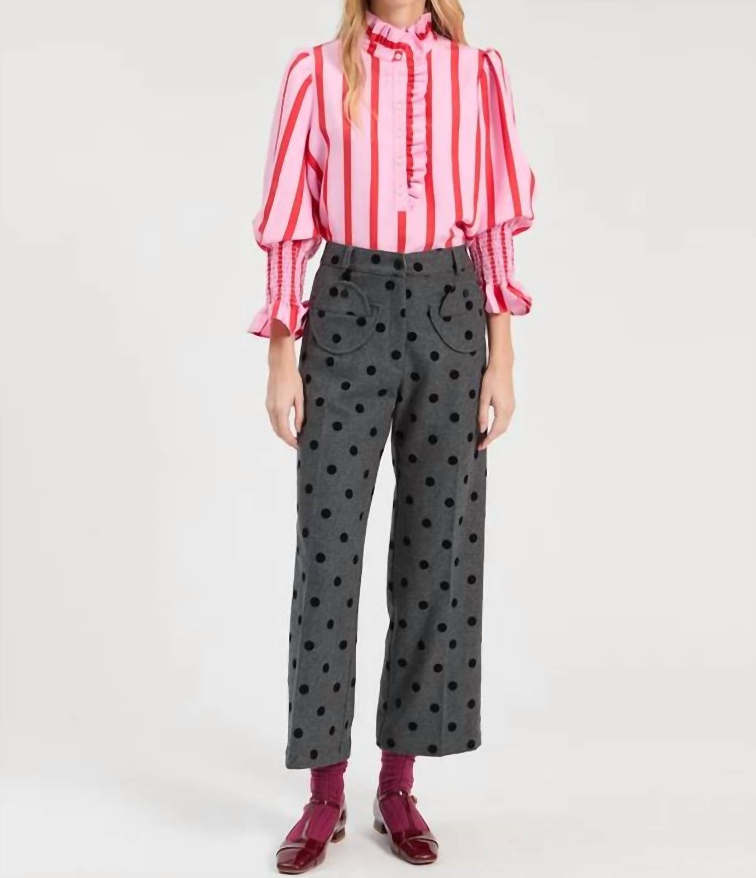 Vilagallo - Bicolour Striped Shirt With Ruffles