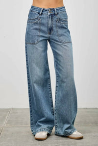 Saige Denim - Coralie Western Wide Leg Jeans
