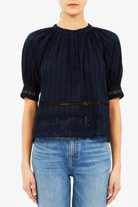 Ulla Johnson Faye Sleeve Blouse in midnight - women's blouse