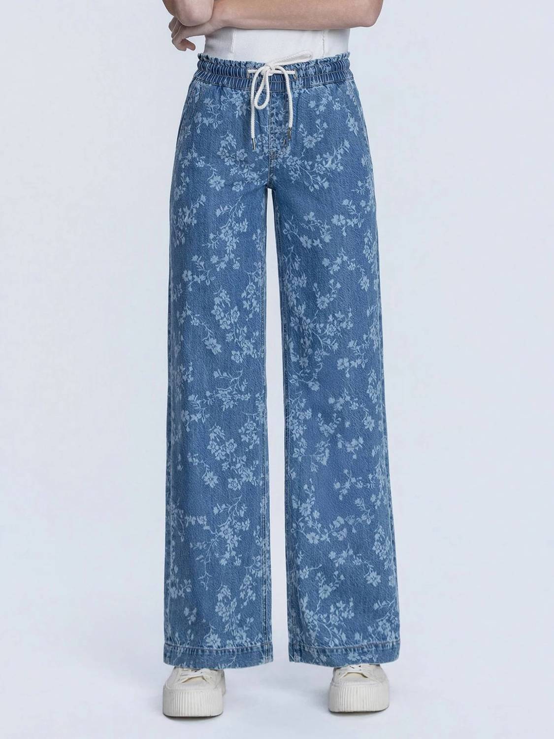 Vervet By Flying Monkey - High Rise Floral Baggy Wide Leg Jeans