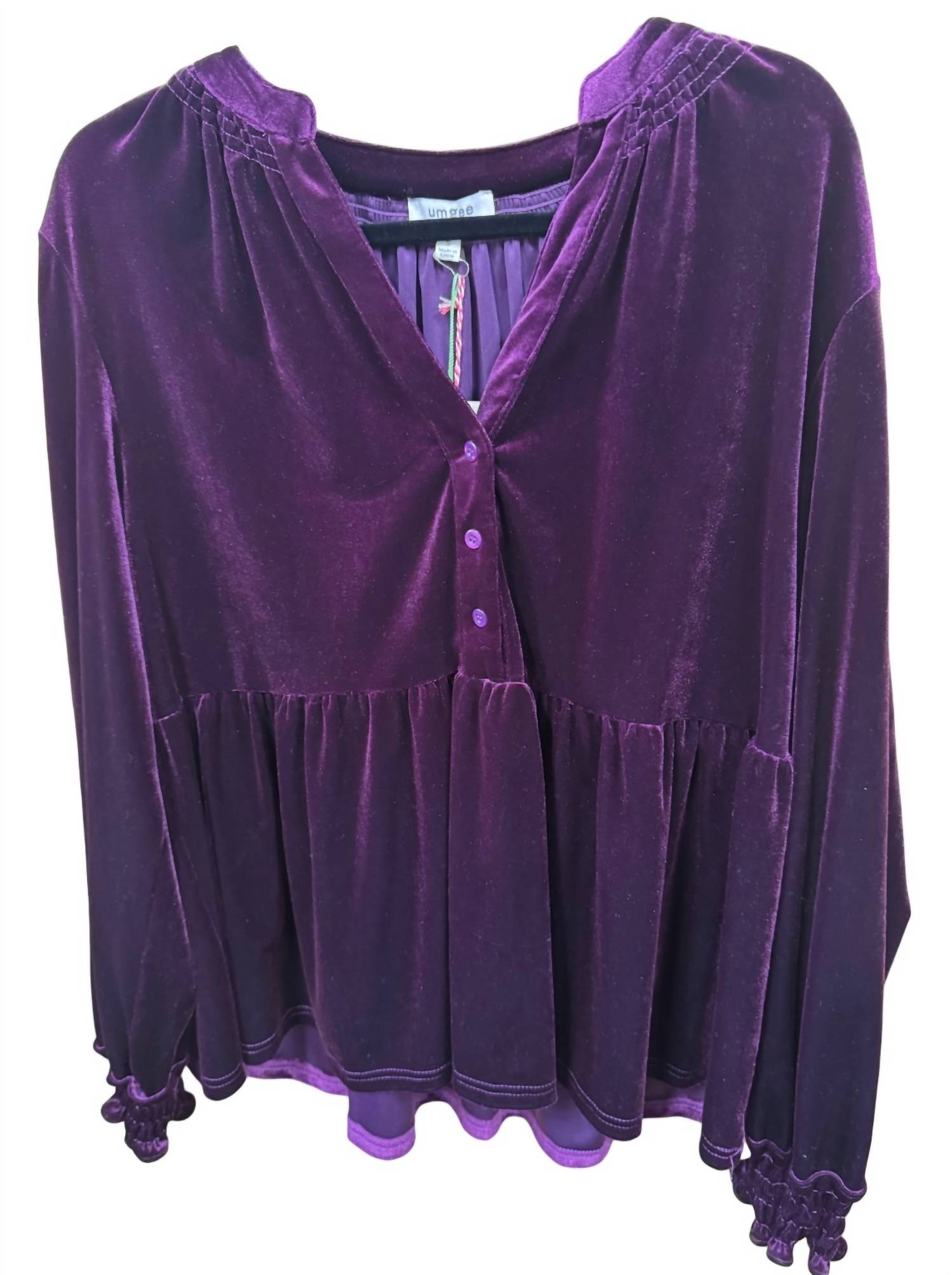 Umgee - Women's Velvet Peplum Top