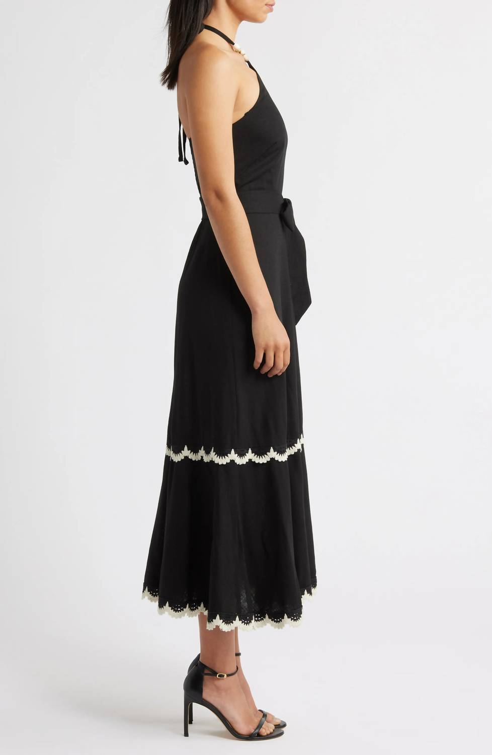 Eliza J Beaded-strap Contrast Dress in black - women's dress - detail view