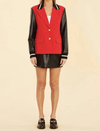 Dolce Cabo - Racer Stripe Vegan Leather Sleeve Blazer