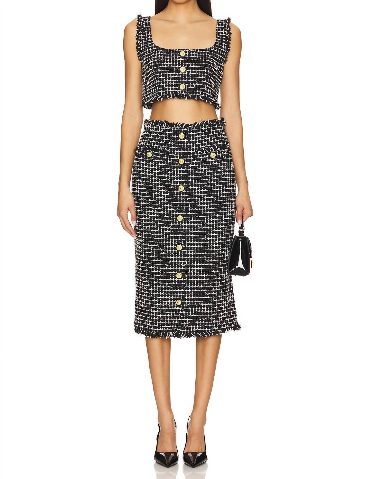 L'Agence - Tai Snap Front Midi Skirt