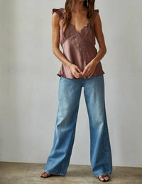By Together - Satin Top With Lace Detail