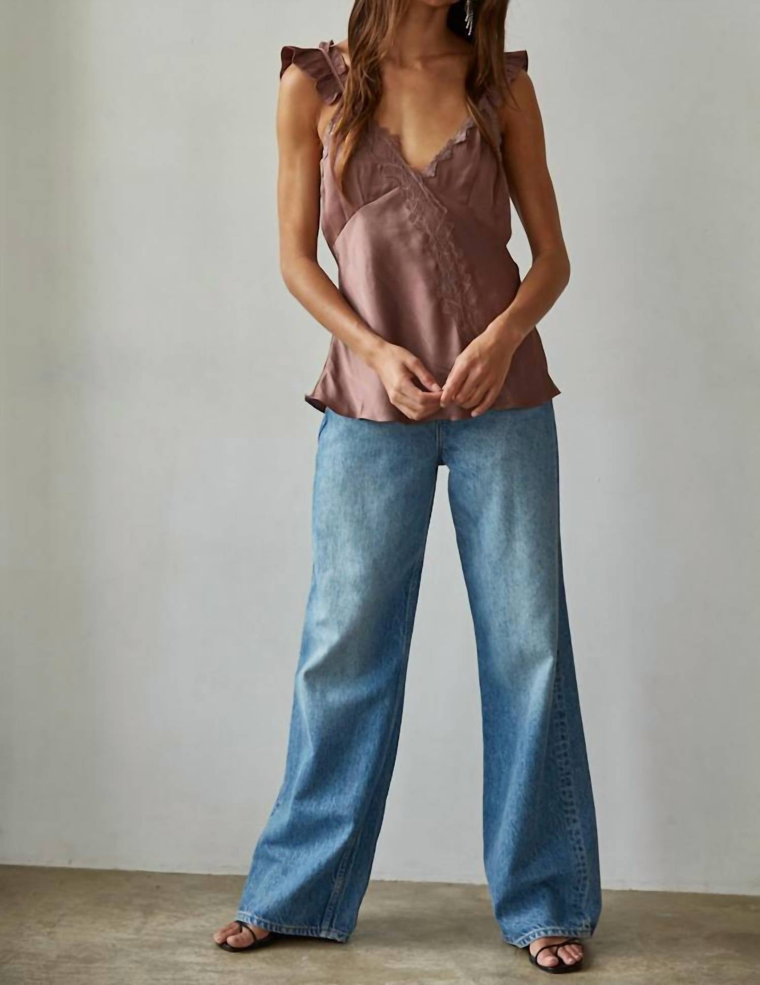 By Together - Satin Top With Lace Detail