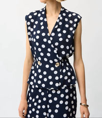 Joseph Ribkoff - Sleeveless Polka Dot V-neck Top