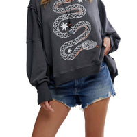 Free People - Camden Snakes Graphic Pull Over Sweatshirt