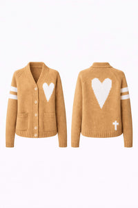 Pink Pineapple - Varsity Chunky Heart Cardigan