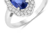 Diana M Jewels Women's Oval Natural Ceylon Blue Sapphire Fashion Ring (2.54 Ct) - Signature (9x5.80mm) in 18k white gold - women's jewelry