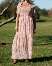 Davi & Dani - Smocked Bodice Maxi Dress