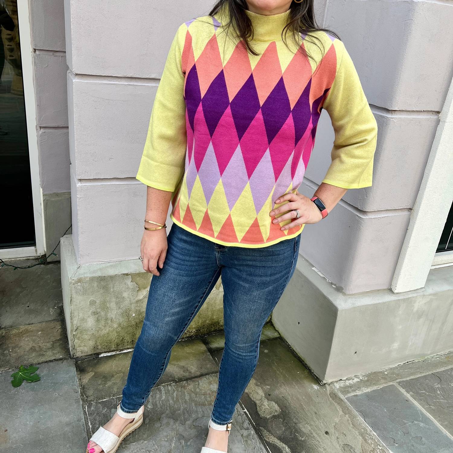 Fate - Geo Pattern Knit Mock Neck Sweater