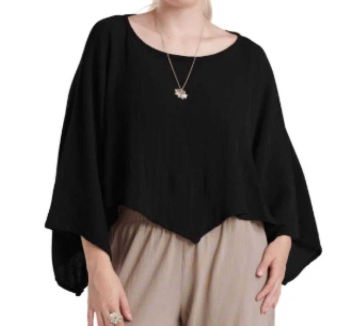 Oh My Gauze! Vanna Boatneck Top in black - women's blouse - detail view