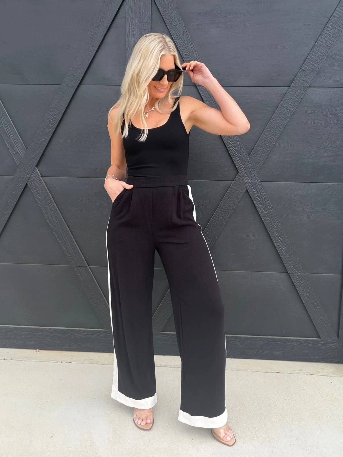 Blu Pepper - Contrast Trim Linen Pants