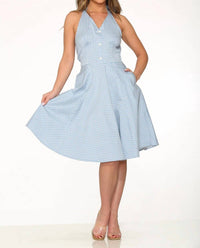 Orchid Bloom - Checkmate Halter Swing Dress