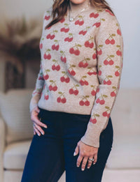 PINCH Cherry On Top Sweater in oatmeal - women's sweater - alternate view