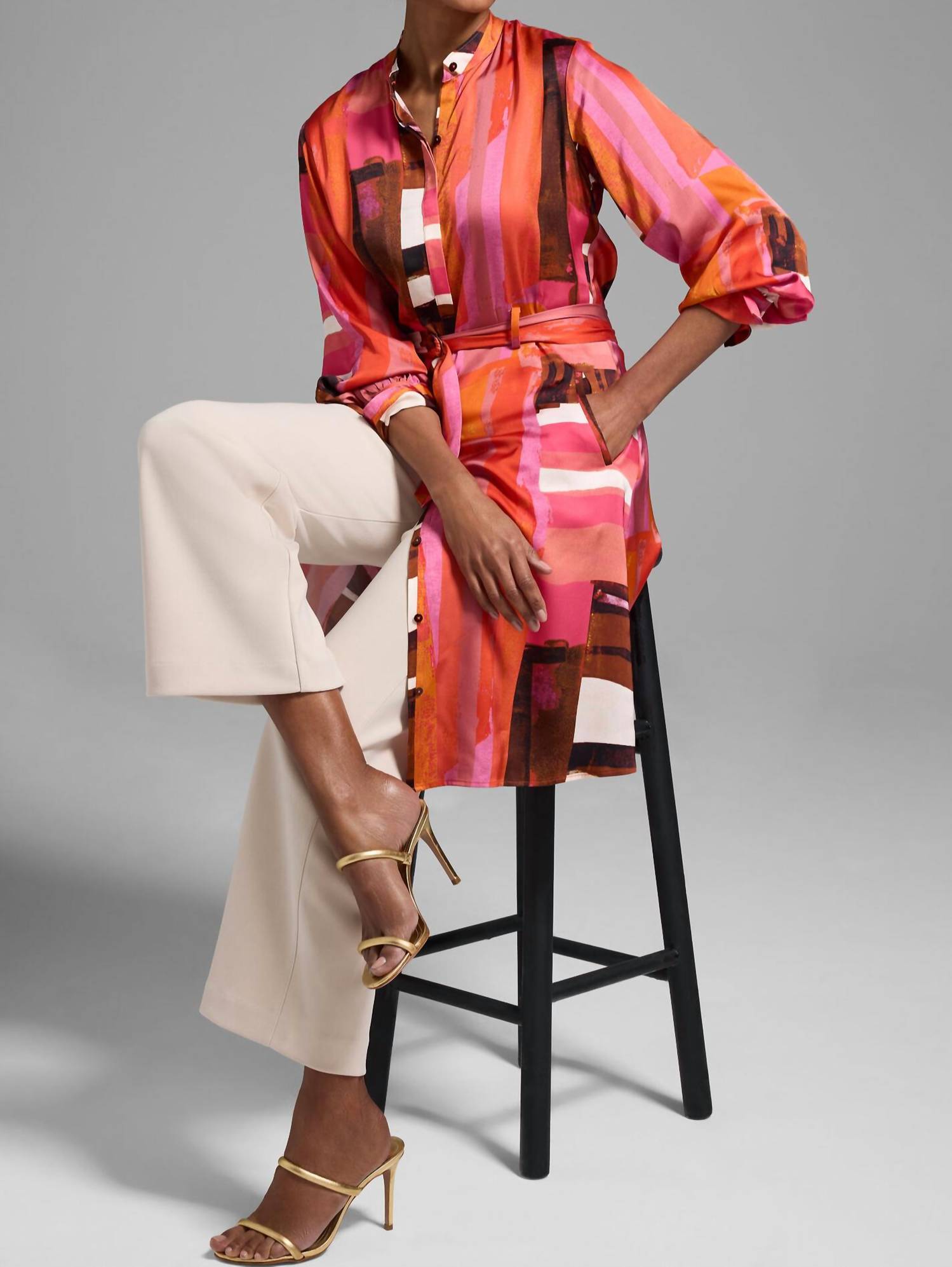 Nic + Zoe - Artful Blocks Glossy Shirtdress