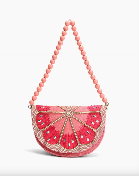 America & Beyond - Women's Crescent Lemon Embellished Shoulder Bag